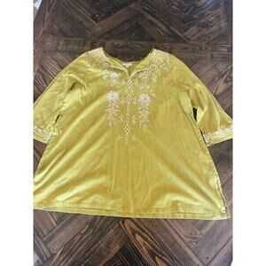 J Jill Floral Embroidered Blouse Tunic Women Large Spring Cotton Transitional